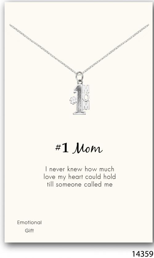 #1 mom silver pendant